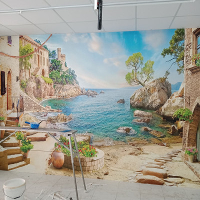 Tranh dán tường cảnh biển - tranh trí phòng khách -phòng ngủ - phòng ăn DD104