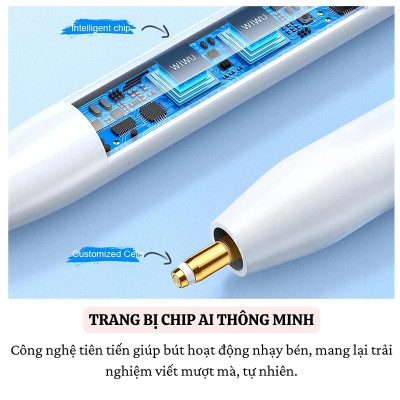 Bút cảm ứng cảm biến nghiêng chống tì tay sạc nam châm WIWU Stylus A01 cho iPad Pro Air Mini đời 2018 gen 7/8/9 , gen 10 , ipad Pro M1 , M2 ipad pro M4 , Air 6 M2 , iPad Pro 13 inch - Hàng chính hãng