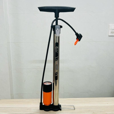 Bơm xe đạp, xe máy thân inox thương hiệu Kirito nhật bản có đầu bơm bóng, bơm đệm - Bơm inox Kirito