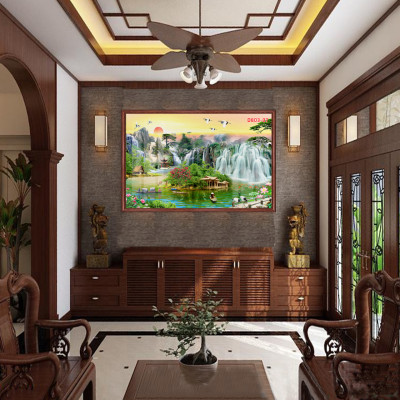 D803 01 Tranh kính Sơn Thủy Hữu Tình ( được chọn mẫu)