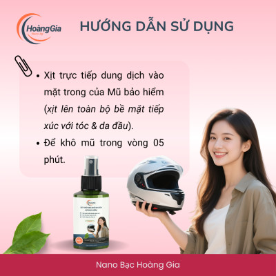 Xịt Khử Mùi Mũ Bảo Hiểm Nano Bạc Hoàng Gia Diệt Khuẩn Khử Mùi, Bảo Vệ Da Đầu & Tóc - 100ml