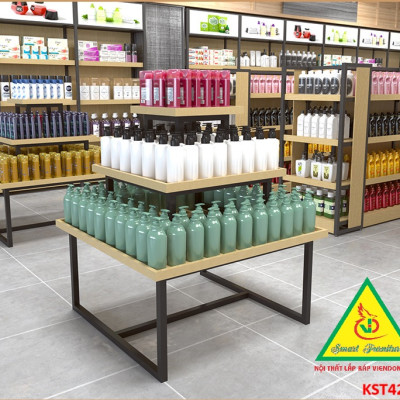 Kệ gỗ trưng bày rau củ quả, kệ trưng bày sản phẩm, hàng hóa KST421 - NỘI THẤT LẮP RÁP VIENDONGADV