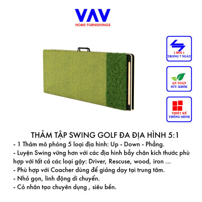 Thảm golf, thảm tập swing golf, thảm golf gấp gọn mô phỏng 5 loại địa hình.