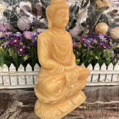 Tượng Phật Thích Ca Mâu Ni ngồi đài sen đá ngọc hoàng long - Cao 30 cm