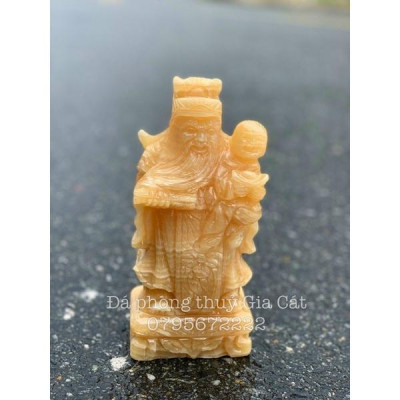 Tượng tam đa phúc lộc thọ đá ngọc hoàng long 20cm có kiểm định