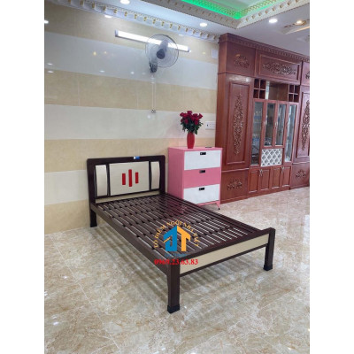 Giường sắt kiểu gỗ cao cấp 120x200 – ĐT04