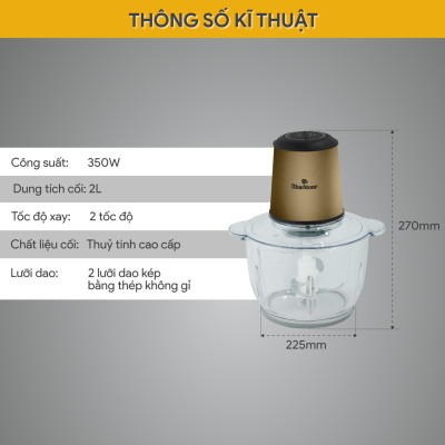 Máy xay thịt BlueStone CHB-5148 350W 2 Lít - Hàng Chính Hãng