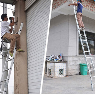 Thang nhôm xếp đôi A15 khóa thang tự động, bậc thang chắc chắn, chân thang chống trượt, an toàn sử dụng cả khi duỗi thẳng, chính hãng Nikita