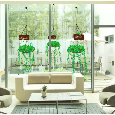Decal dán tường giỏ hoa xanh ZOOYOO DLX5176