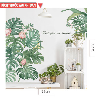 Sticker Giấy Dán Tường Decal Dán tường Mẫu Hoa Lá Cực Xinh ZH022