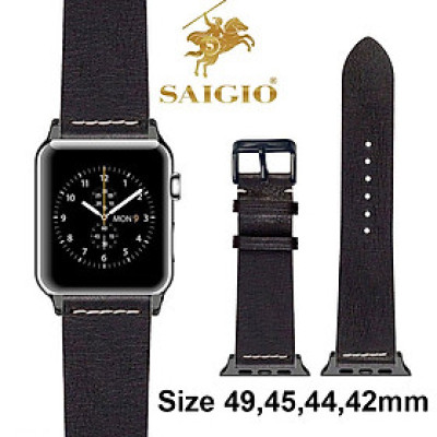 Dây Da Apple Watch 49mm 45mm 44mm 42mm, Chất Liệu Da Bò Cao Cấp, Phong Cách Vintage Thread Hoài Cổ, Đơn Giản Và Tinh Tế, Tương Thích Các Phiên Bản Series Ultra2/Ultra/SE2/SE/10/9/8/7/6/5/4/3/2/1 - Hàng Chính Hãng SAIGIO