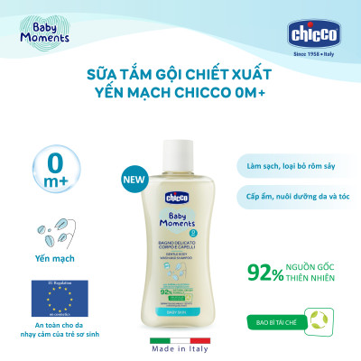 Sữa tắm gội cho bé chiết xuất Yến mạch 0M+ Chicco 200ml
