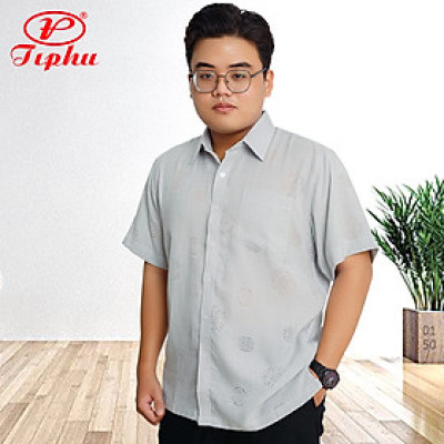 Áo sơ mi nam trung niên mùa hè tay ngắn, big size hiệu Amazing, hoạ tiết chữ thọ, màu sắc trang nhã,