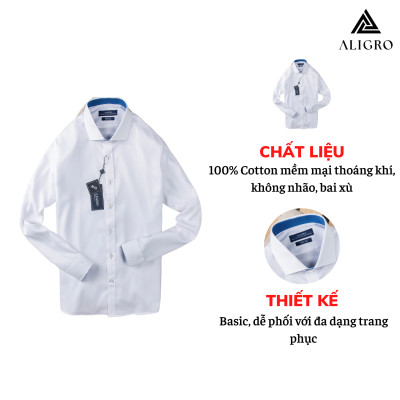 ÁO SƠ MI DÀI TAY TRẮNG PHỐI CỔ-TAY ALGS196