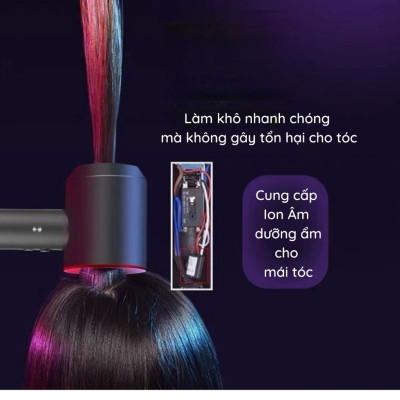 Máy sấy tóc công suất cao 1600W, máy sấy tóc ion âm, có chế độ sấy lạnh, kèm 5 đầu sấy tạo kiểu, BH 12 tháng - Hàng chính hãng