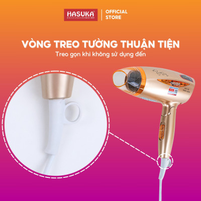 Máy sấy tóc HASUKA HSK-126 công suất 1600-1800W, tay cầm có thể gấp gọn, 3 mức nhiệt độ, 3 tốc độ gió sử dụng tiện lợi - HÀNG CHÍNH HÃNG