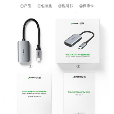 Ugreen UG60351CM236TK 4k60Hz USB type C sang Mini Displayport bộ chuyển đổi - HÀNG CHÍNH HÃNG