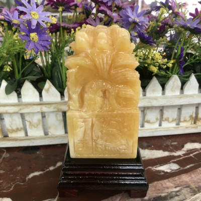 Ấn Rồng phong thủy đá ngọc Hoàng Long - Cao 12 cm