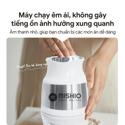 Máy Xay Mini Mishio MK389 - Dung Tích 0.8L, Xay Đồ Ăn Dặm, Gia Vị, Đồ Khô, Công Suất 250W Mạnh Mẽ - Hàng chính hãng