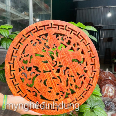 Tranh chữ phúc phong thủy bằng gỗ hương đá kt 61×61×4cm 
