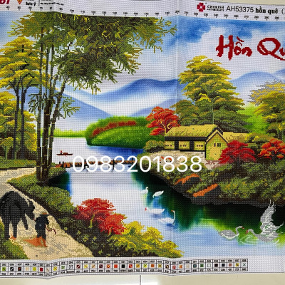 Tranh thêu chữ thập hồn quê (78*52cm) 53375
