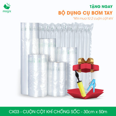 Cuộn cột khí chống sốc - 30cm x 50m - Xốp hơi, đệm hơi đóng gói hàng dễ vỡ - CK03
