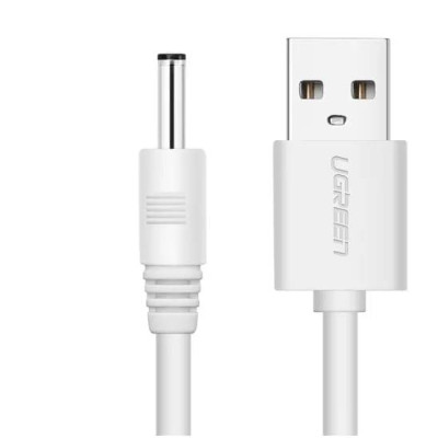 Ugreen UG50537US277TK 1M màu Trắng Dây adapter chuyển nguồn USB 2.0 5v sang DC 1.35 x 3.5mm - HÀNG CHÍNH HÃNG