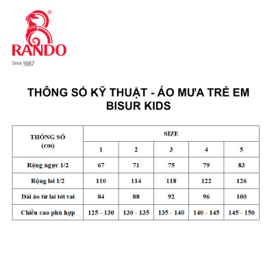 ÁO MƯA TRẺ EM CAO CẤP - BISUR KIDS