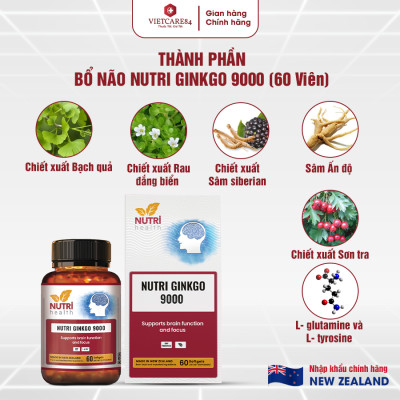 Viên Uống Bổ Não Nhập Khẩu Chính Hãng New Zealand Nutri Ginkgo 9000 (60 Viên)