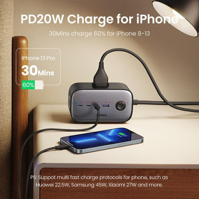 Sạc đa cổng Ugreen Diginest Pro 3AC 1USB 3Type-C 100W QC 4+ PD 3.0 CD270 - Hàng chính hãng