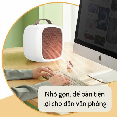 Quạt sưởi mini H358, máy sưởi mini để bàn thiết kế nhỏ gọn tiện lợi, không mùi nhựa, công suất 350-500W, hàng chính hãng, BH 12 tháng