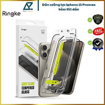 Bộ 2 Miếng Dán cường lực kèm khung dán RINGKE Easy Slide Tempered Glass cho iPhone 15 Pro Max_ Hàng chính hãng