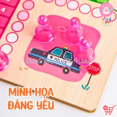 Đồ chơi cờ Lala Boardgame 2in1 - Bộ cờ gỗ 2 mặt cờ caro và cờ cá ngựa - Lalala baby