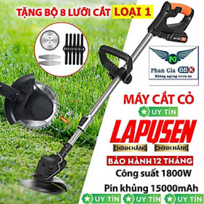 Máy Cắt Cỏ, Tỉa Cành Cầm Tay LAPUSEN Pin Khủng 15000mah, Động Cơ Mạnh 1800W