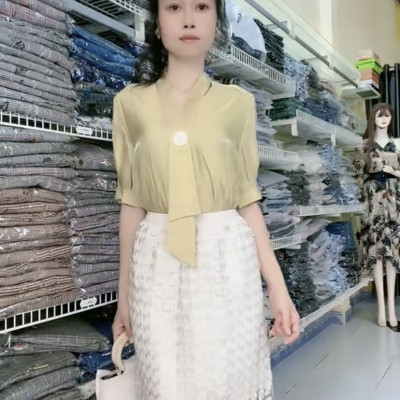 Set áo váy công sở cao cấp Myqlothing họa tiết hoa tao nhã.