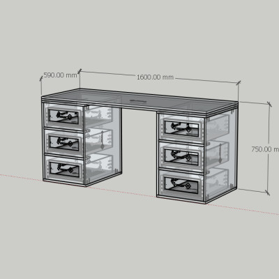 HAPPY FURNITURE , Bàn làm việc 6 ngăn kéo - MAY , BAN_151 , 160cm x 59cm x 75cm DxRxC