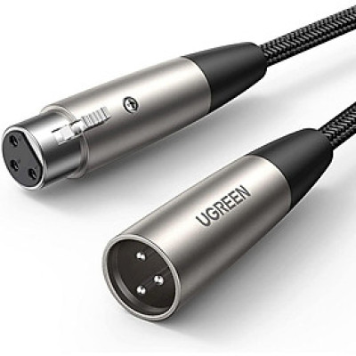 Ugreen UG20504AV185TK 3M 3pin Màu Đen bọc lưới Cáp Micrô nối dài XLR - HÀNG CHÍNH HÃNG
