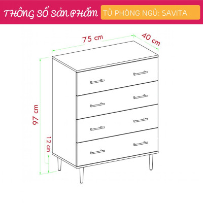 Tủ đựng quần áo phòng ngủ SMLIFE Savita