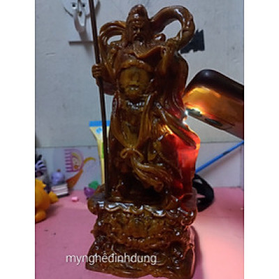 Tượng quan công trấn ải bằng gỗ huyết long  đẹp long lanh kt cao 20×9×6cm