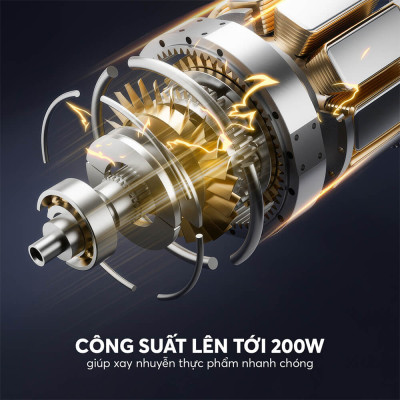 Máy xay thực phẩm Elmich CHE-8665 300ml 200W, Hàng chính hãng, 6 cánh dao, cối thủy tinh - JoyMall