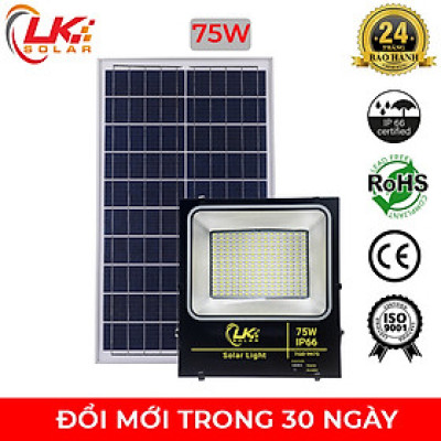 Đèn Led Năng Lượng Mặt Trời Siêu Sáng 75W CHÍNH HÃNG- LK SOLAR -TGD-9975, Sử dụng 100% năng lượng mặt trời, dễ dàng lắp đặt ngoài sân vườn, trong nhà, nhà xưởng, trang trại, cảm biến ánh sáng, có remote điều khiển từ xa