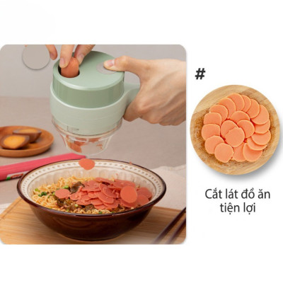 Máy xay mini cầm tay 3 trong 1 (máy xay nghiền tỏi ớt, rau củ, sinh tố;, máy nạo gọt hoa quả; máy cắt sợi, thái lát đồ ăn) dễ dàng vệ sinh - Chính hãng MINIIN (Giao màu ngẫu nhiên)