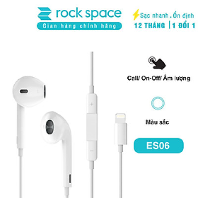 Tai nghe có dây nhét tai Rockspace ES06 kết nối bluetooth dành cho IP - Hàng chính hãng bảo hành 12 tháng