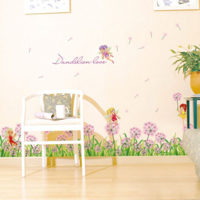 Decal dán chân tường Hoa bồ công anh hồng 2 AmyShop DCT033 - 2 bộ(50 x 260 cm)