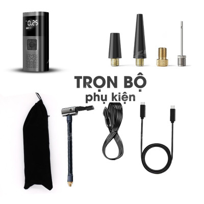 Bơm điện cầm tay di động VC-027 cho ô tô, xe đạp điện, xe máy dung lượng 6000 mAh, đa năng, không dây di động 150 psi (đủ phụ kiện) - Mai Lee