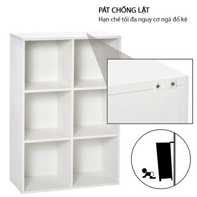 Tủ Sách Gỗ 6 Ngăn Kích Thước 97.5 x 65.5 x 30cm Thương Hiệu SIB Decor KSG58