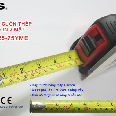 THƯỚC CUỐN THÉP 7.5m KDS PGX25-75YME HỆ INCH VÀ MÉT