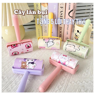 Set cây lăn bụi quần áo kèm 6 lỗi lăn nhiều họa tiết, cây lăn bụi quần áo gra giường siêu sạch