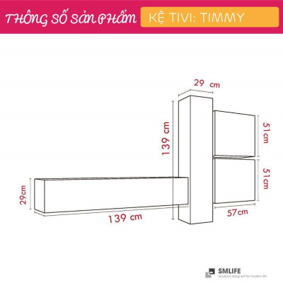 Kệ tivi treo tường đẹp SMLIFE Timmy