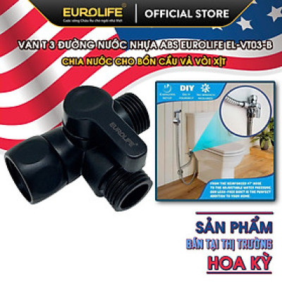 Van T 3 đường nước 21mm dùng chia nước cho bồn cầu và bộ xịt vệ sinh Eurolife EL-VT03 (2 màu: đen, trắng)